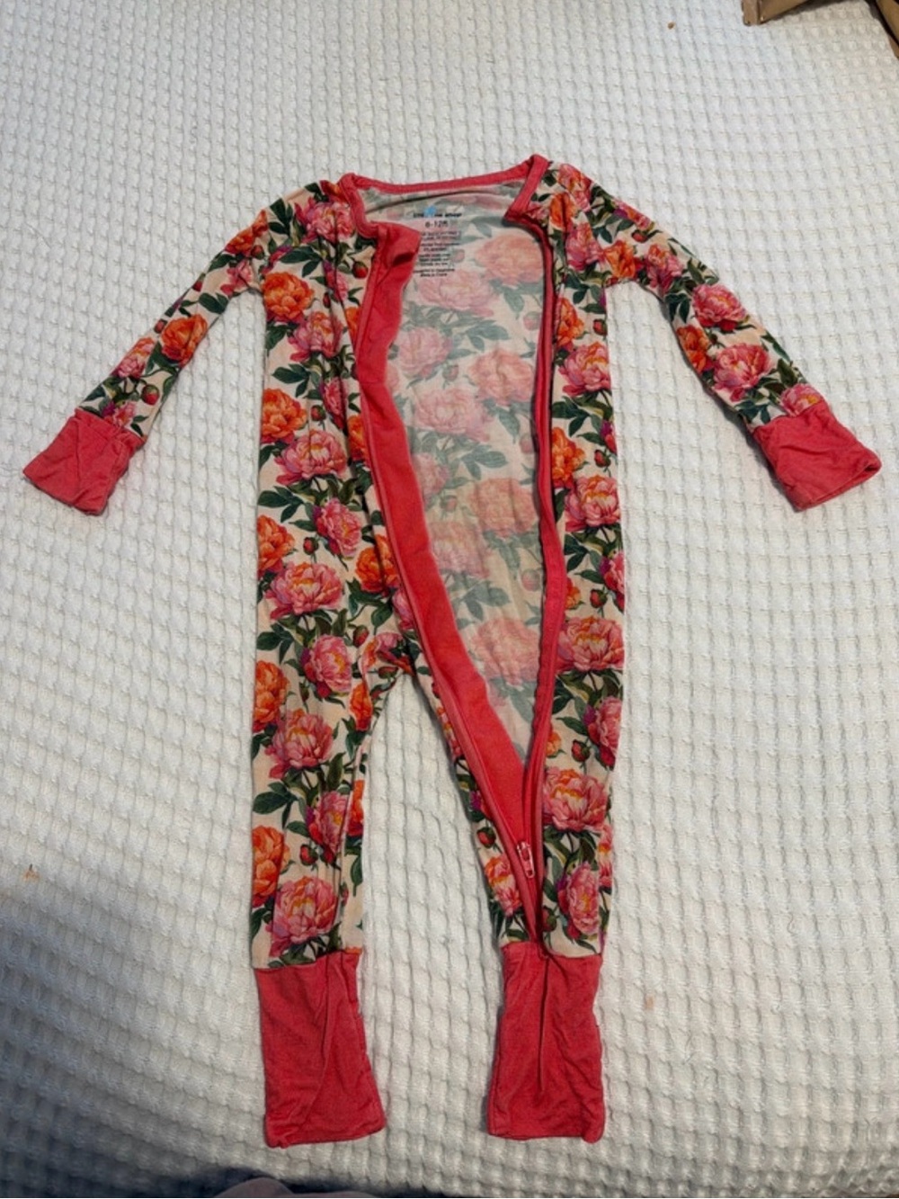 Pink Floral Zip-Front Kids Footie One-Piece